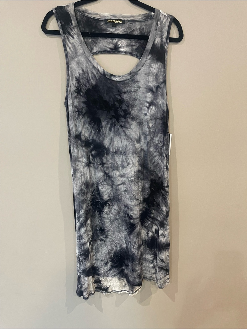 Steve Madden Black and White Tie-Dye Tank Dress